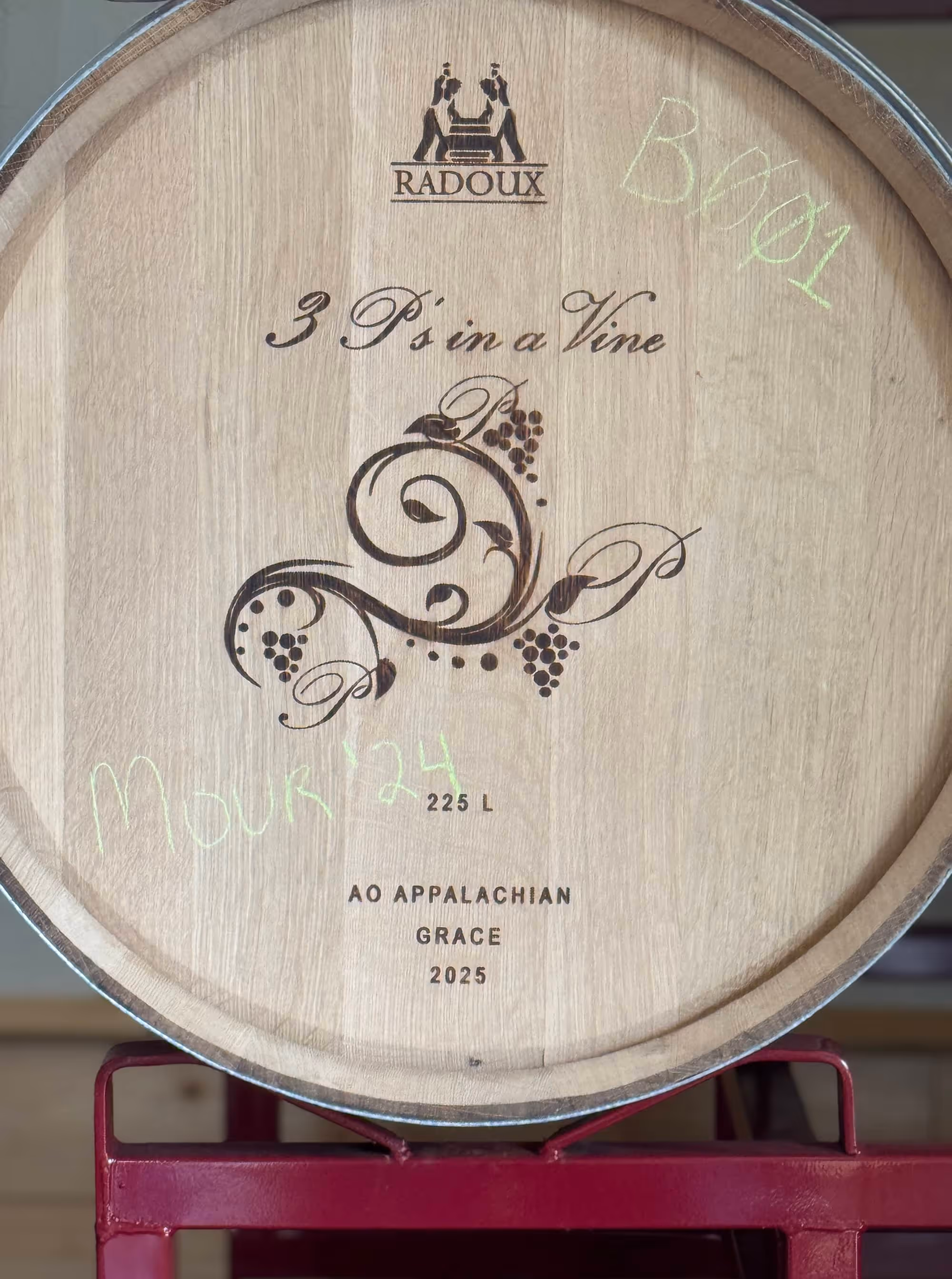 Wine barrel cask at 3 P's Winery in Athens TX